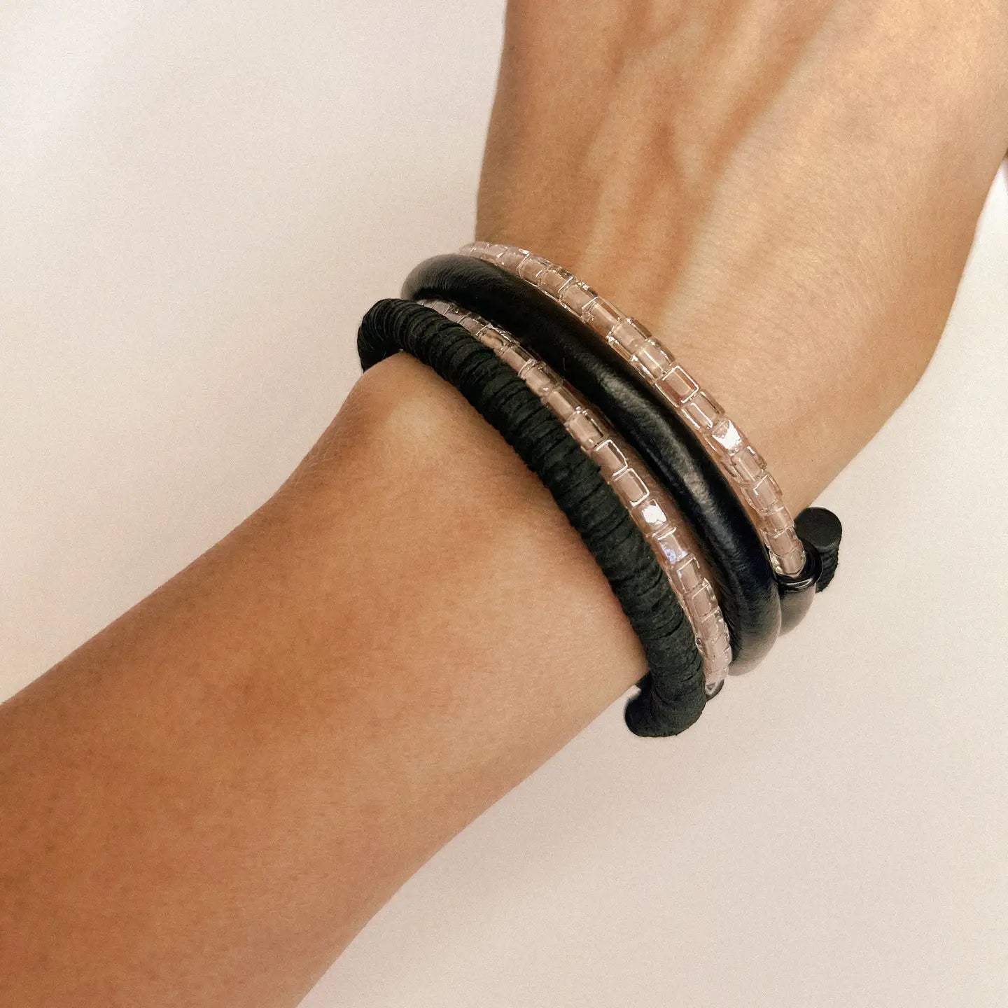 Black Coil Leather Bracelet