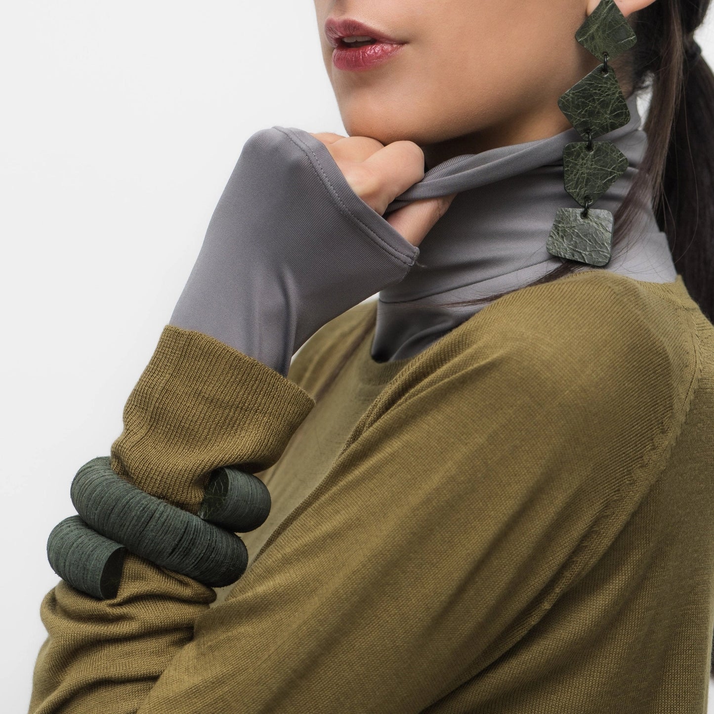 Flow Leather Green Cuff Bracelet