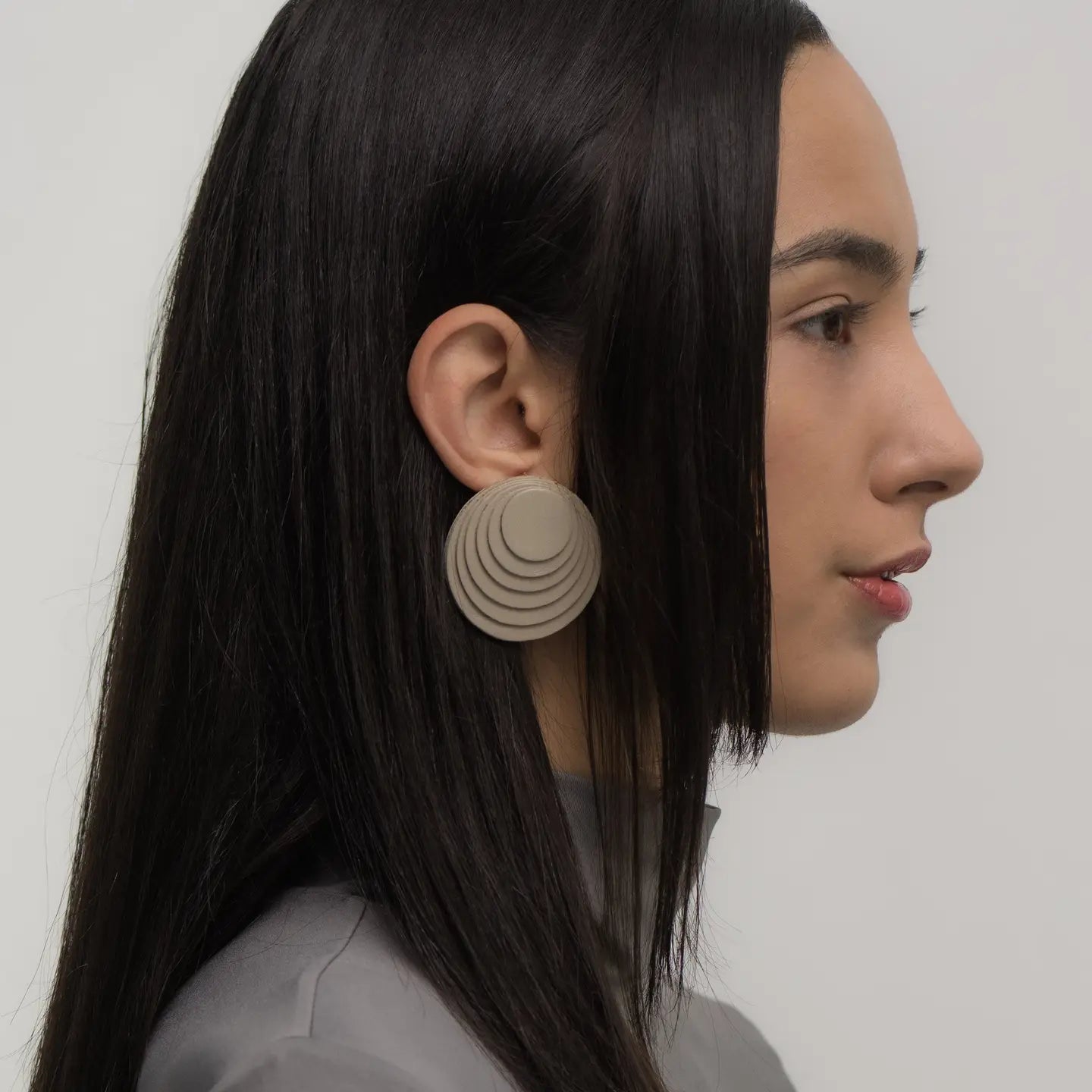 Layered Leather Circular Earrings