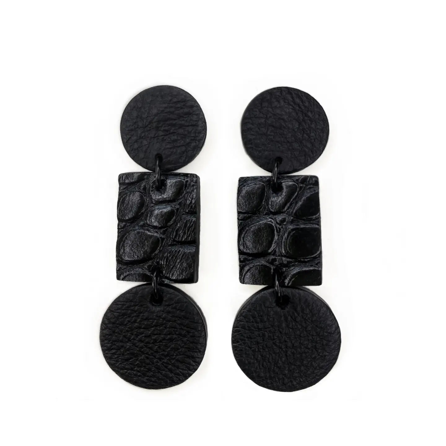 Mixed Shape Leather Textutred Earrings