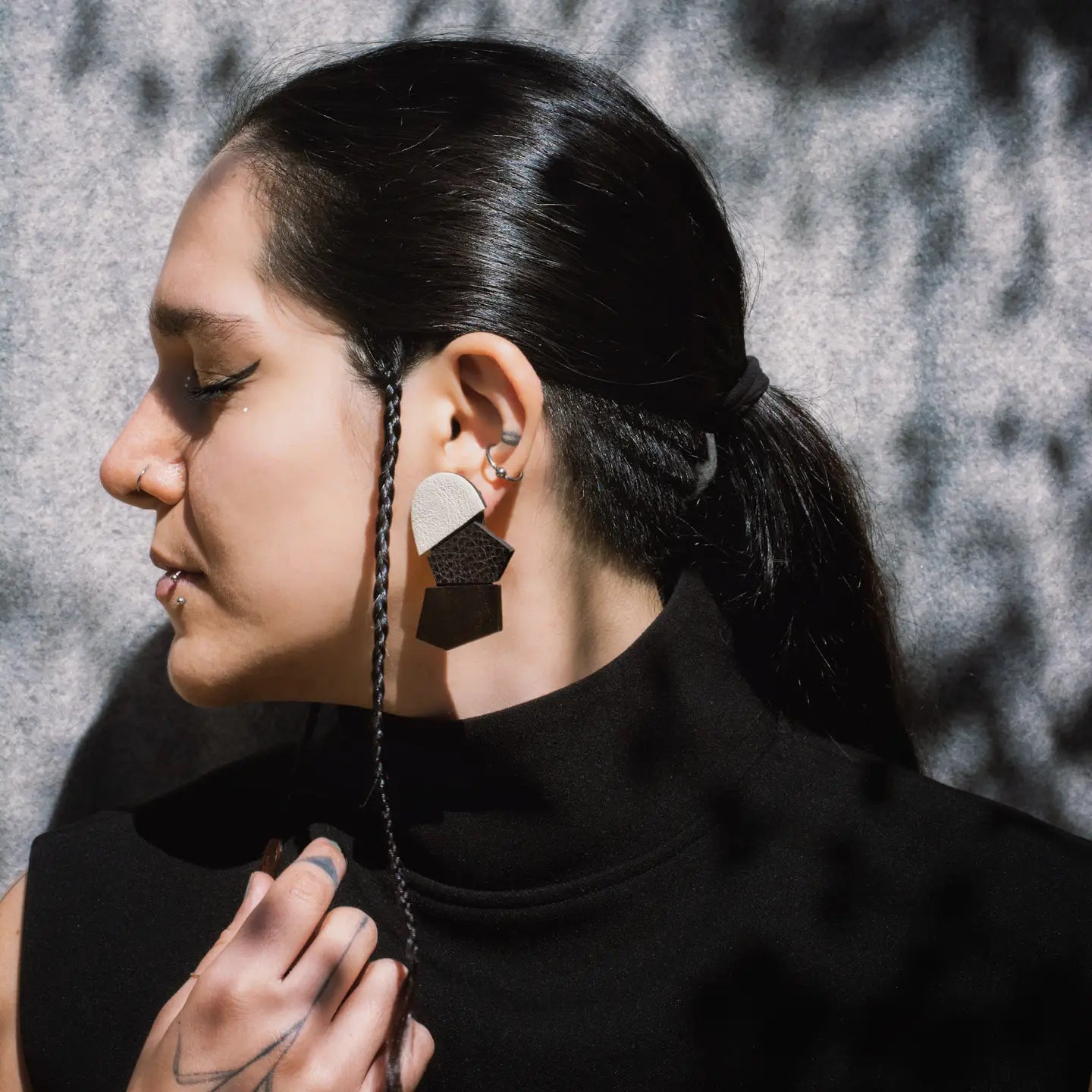 Texture Fusion Leather Stud Earrings