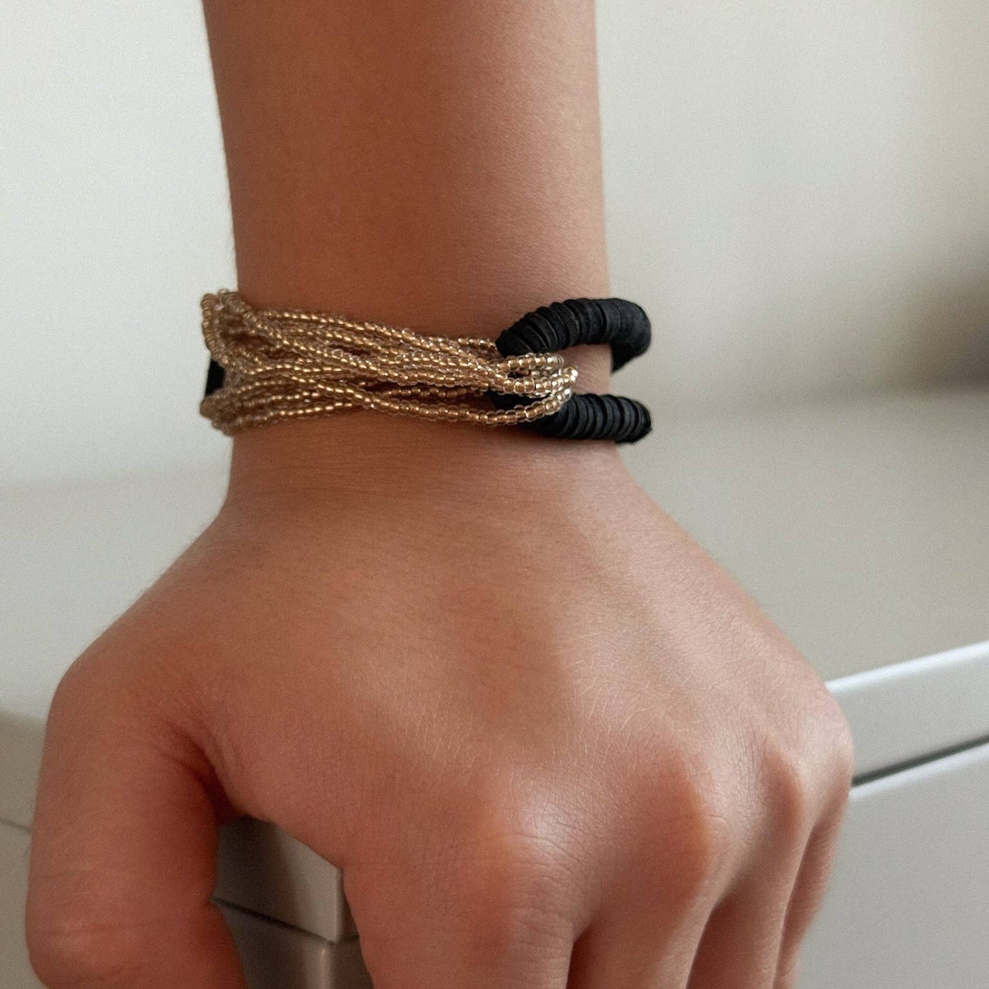 Interlock Glass Bead Leather Bracelet