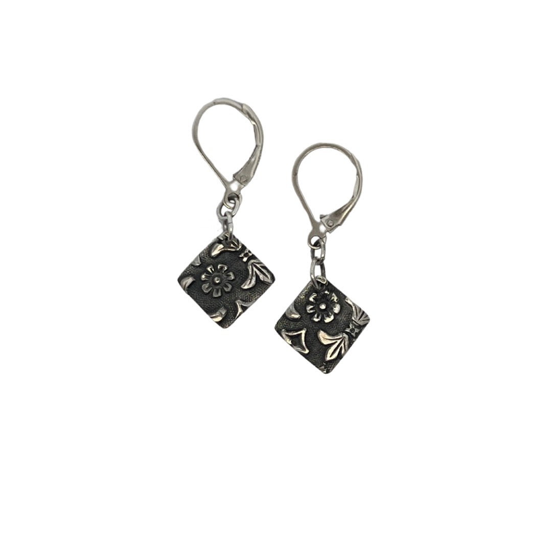 Silverware Medium Square Earrings
