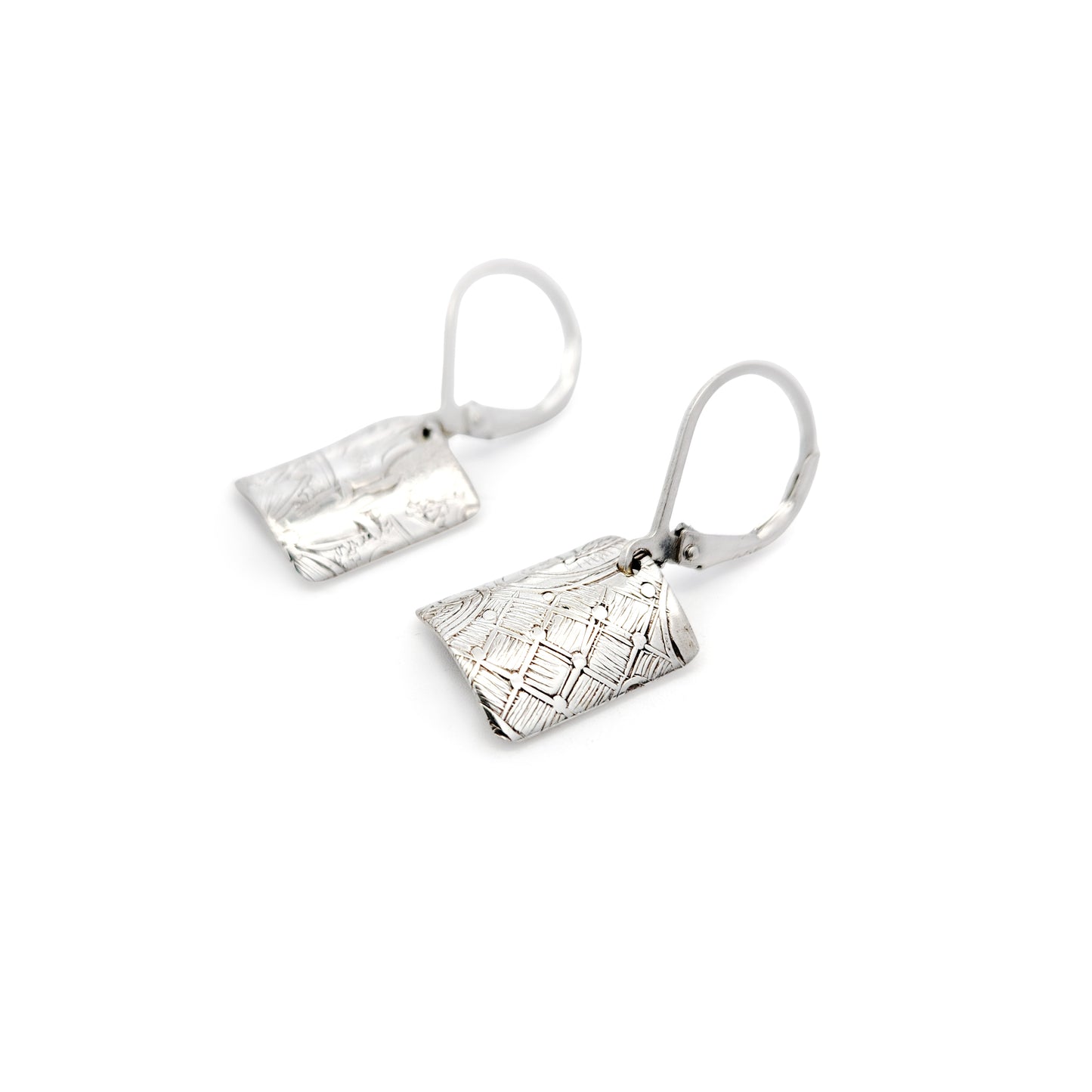 Vintage Silverware Square Earrings