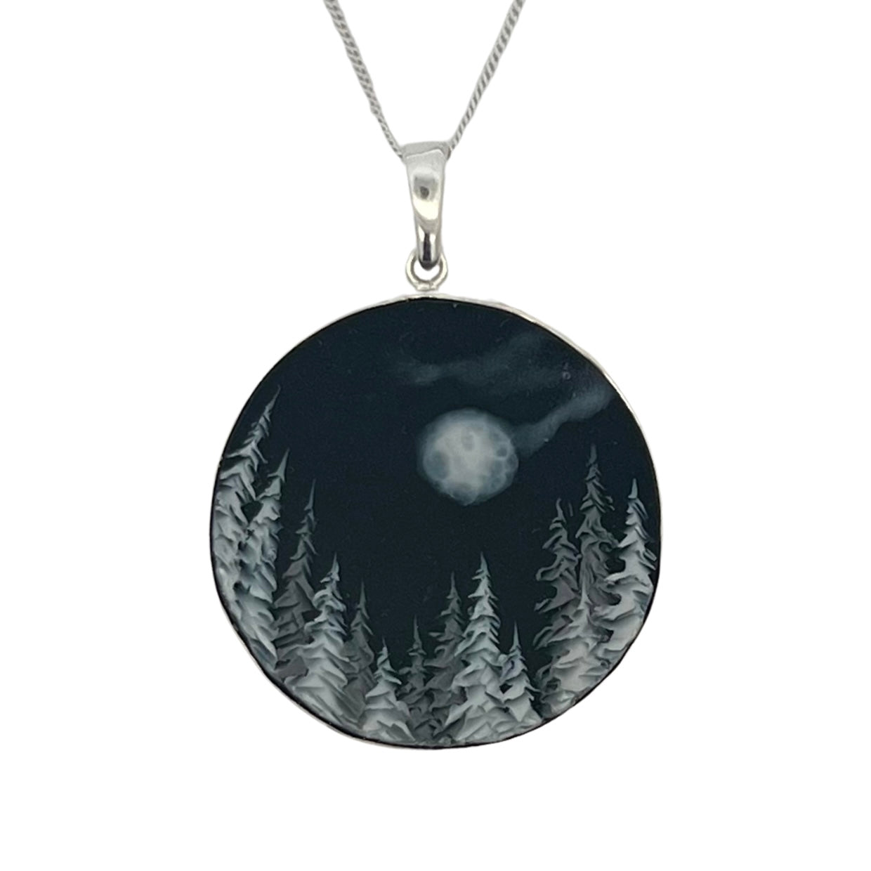 Handmade Polymer Midnight Cedars Large Pendant
