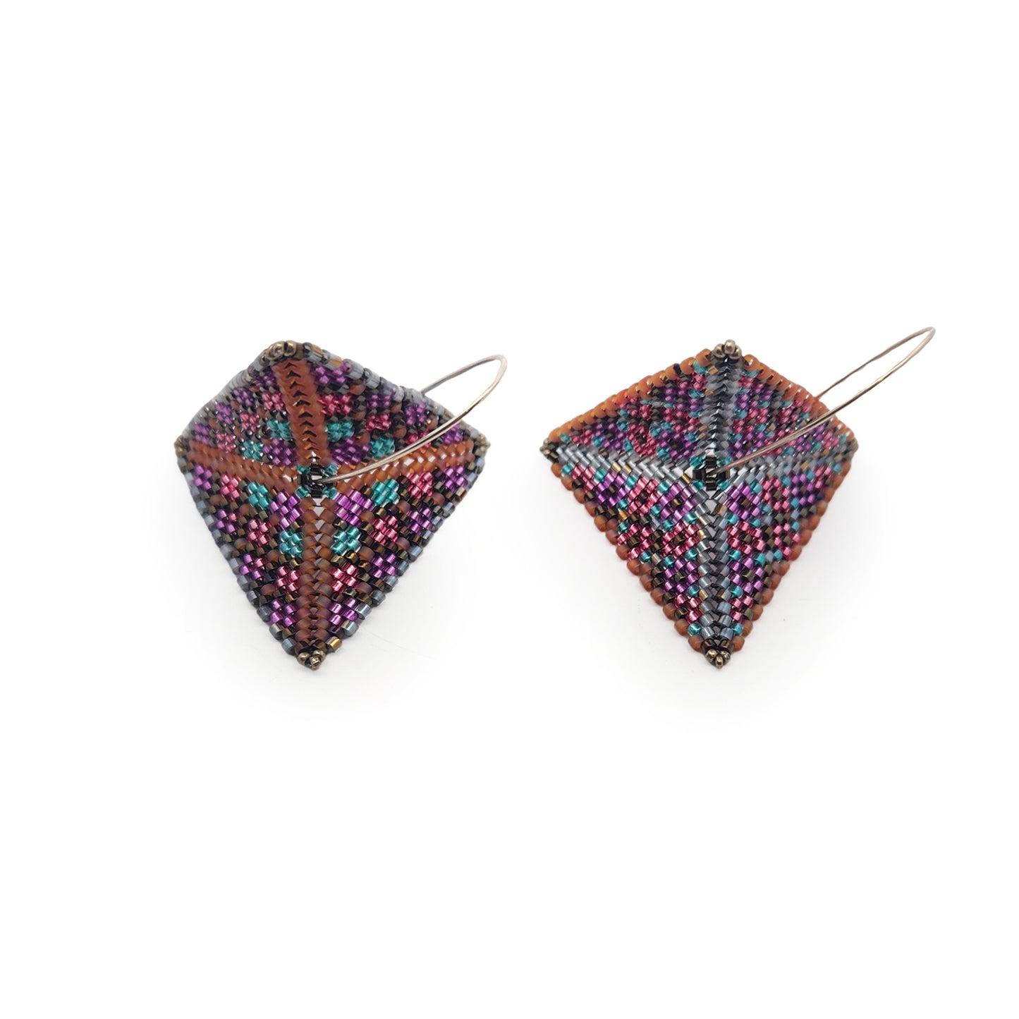 Purple Asymmetric Beaded Earrings