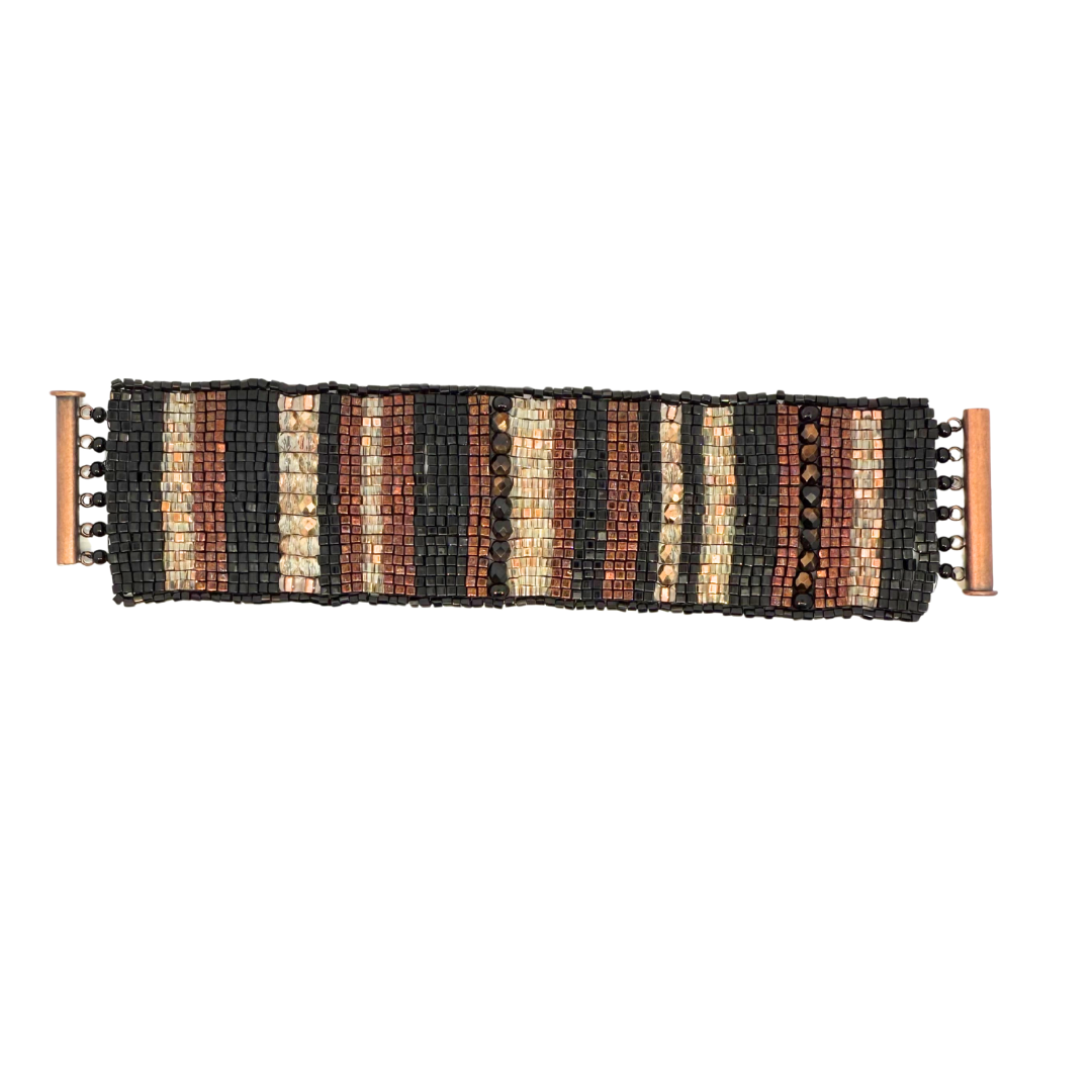 Brown Striped Beaded Bracelet