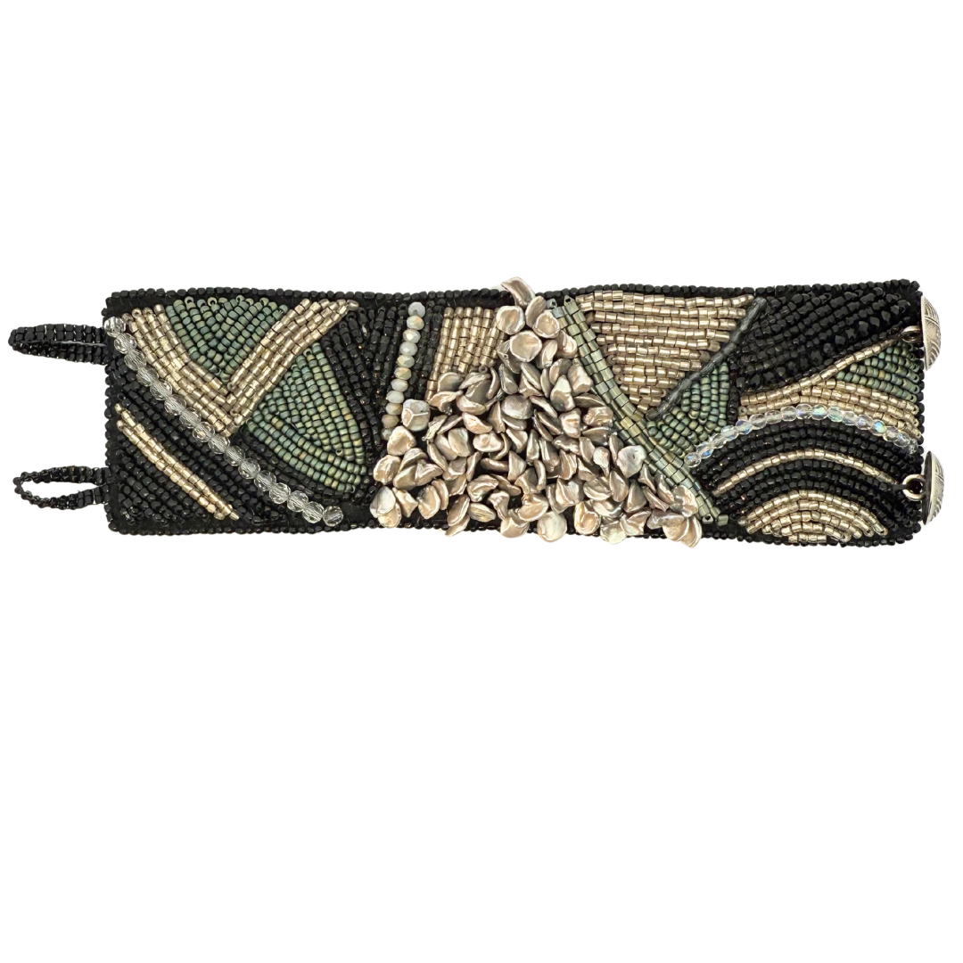 Silver Freshwater Pearls Beaded Bracelet