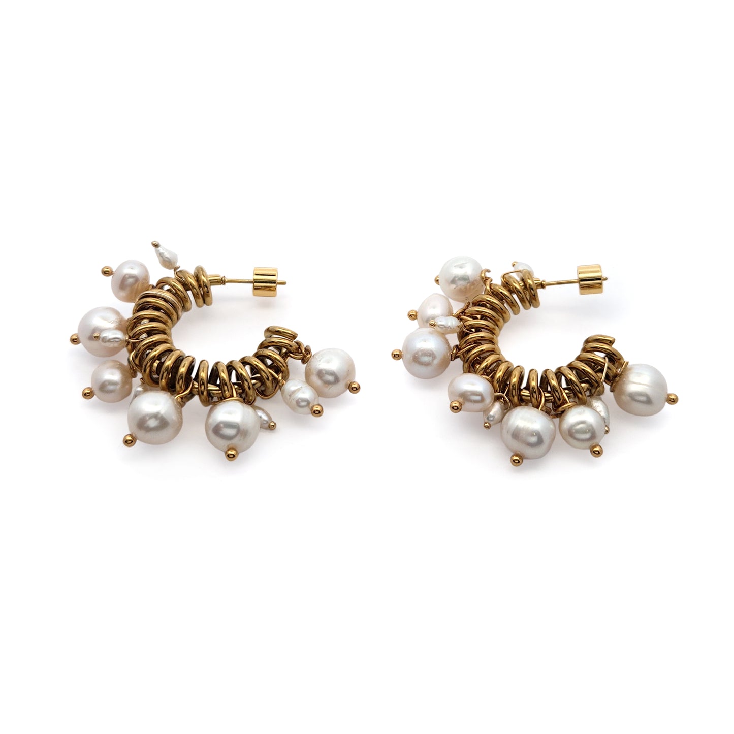 Pearl Crown Coil Hoops