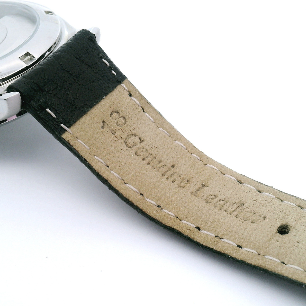 Mother of Pearl Automatic Black Leather Watch