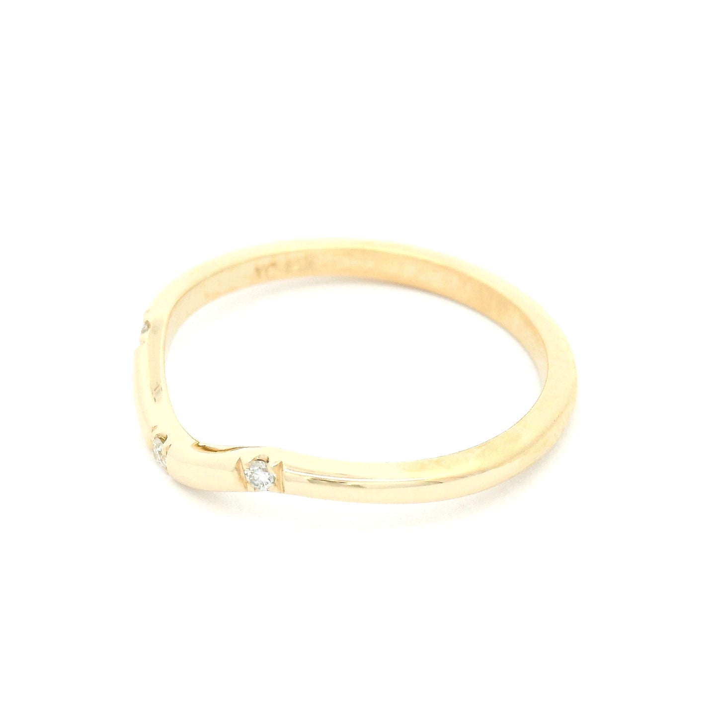 14k Yellow Contour Band with 0.045cts Natural Round Brilliant-Cut Diamonds