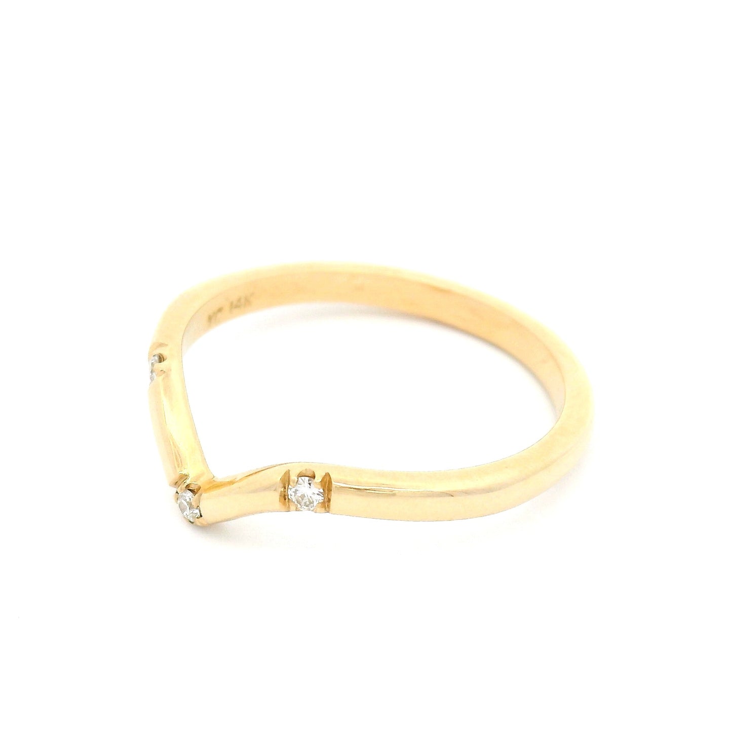 14k Yellow Contour Band with 0.045cts Natural Round Brilliant-Cut Diamonds