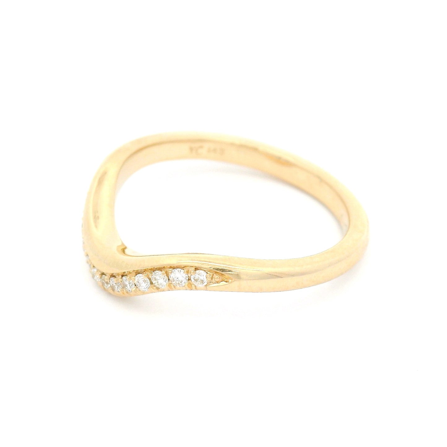 14k Yellow Contour Band with 0.15cts Natural Round Brilliant-Cut Diamonds