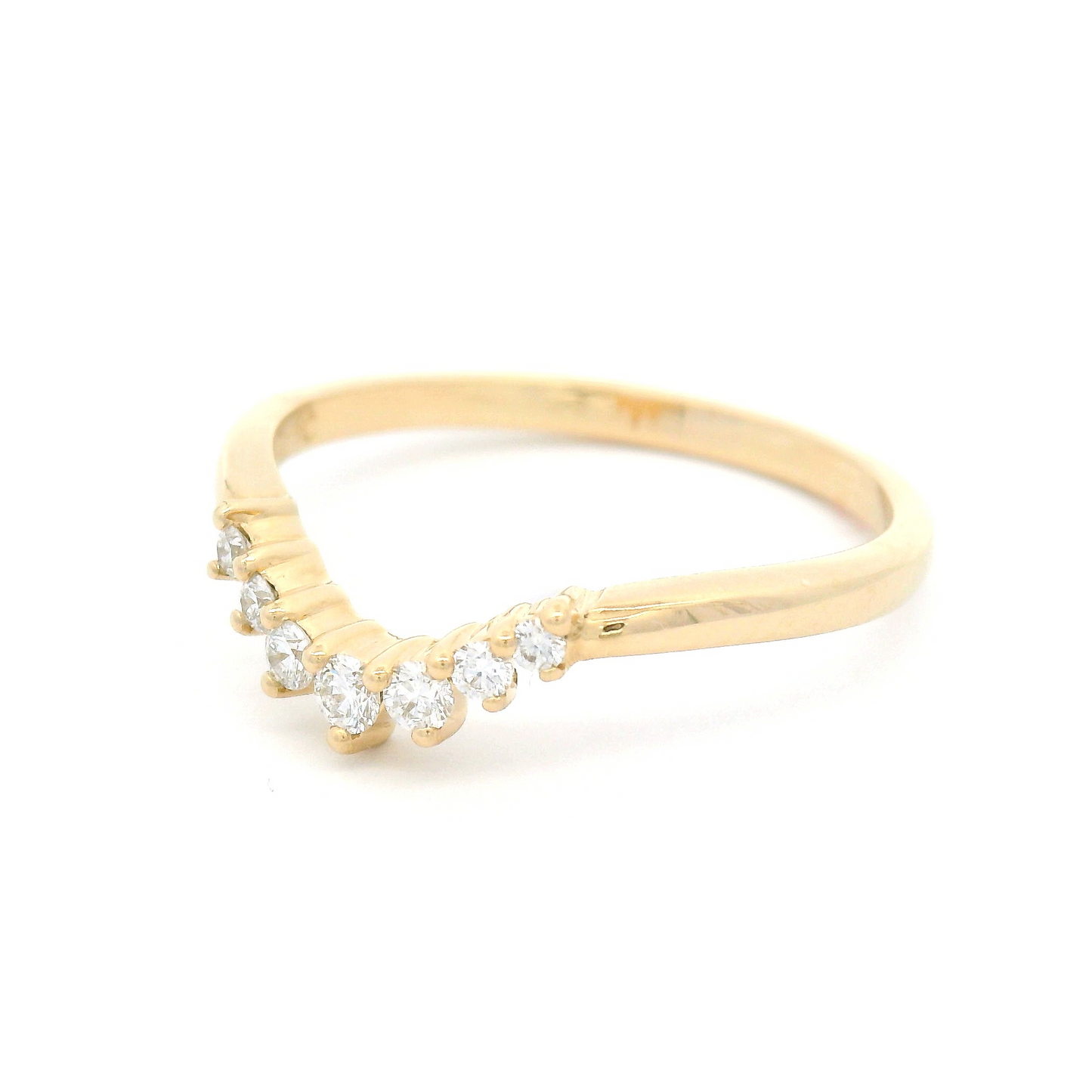 14k Yellow Contour Band with 0.12cts Round Brilliant Cut Diamonds