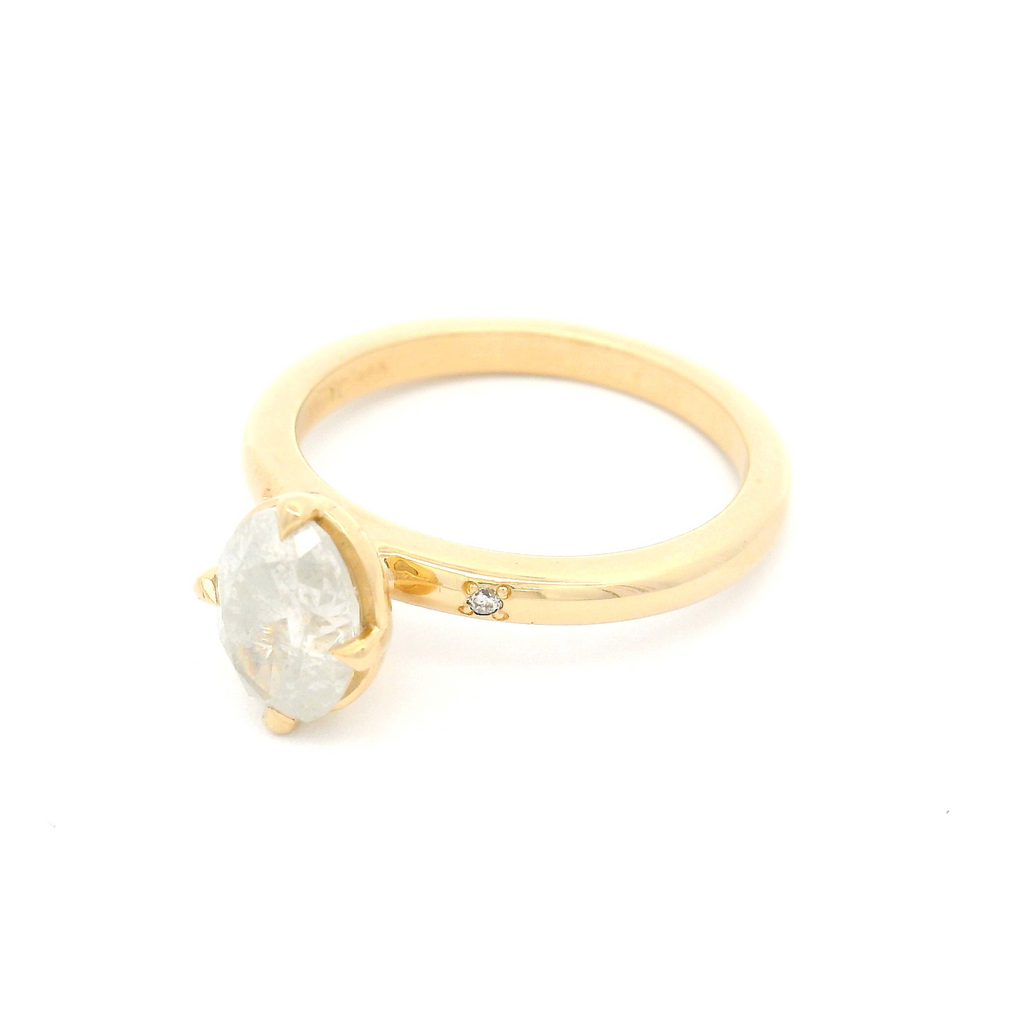 14k Yellow Engagement Ring with 1.2ct Oval Icy Diamond and Accent Diamonds