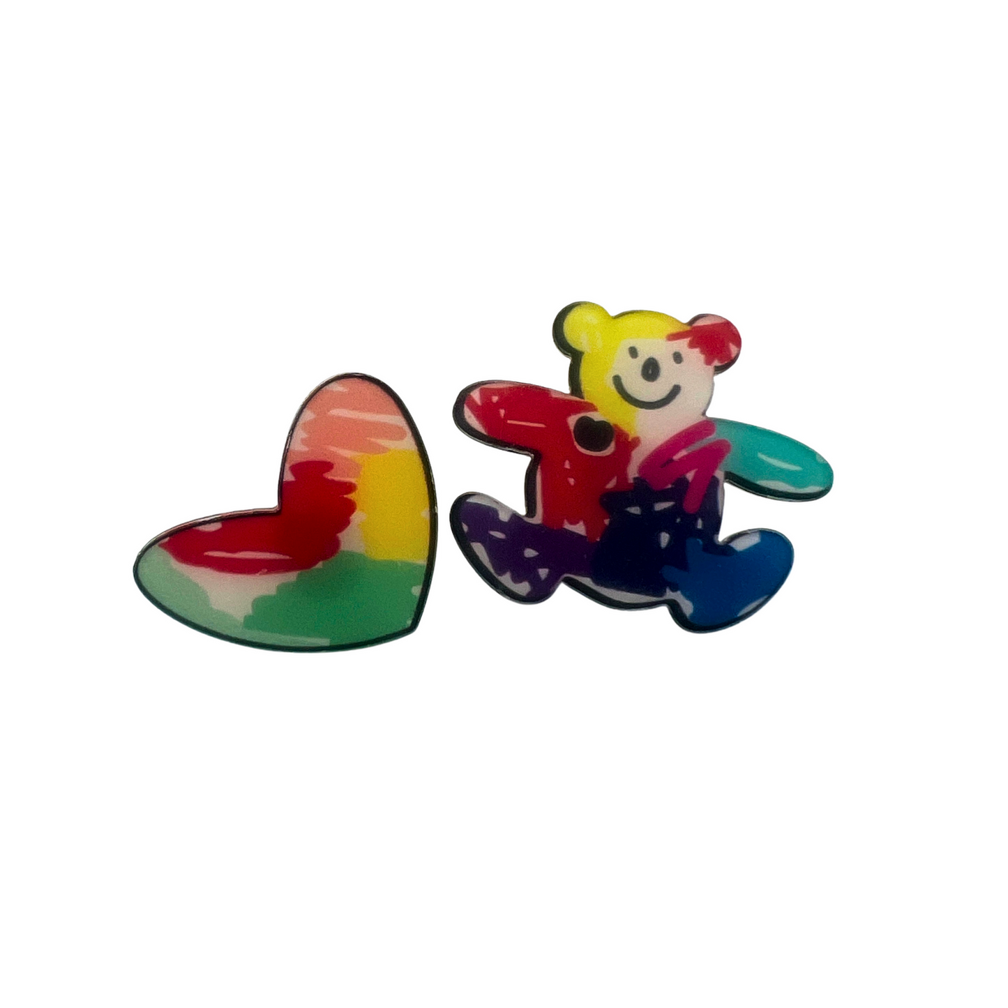 Bear & Heart Stud Earrings
