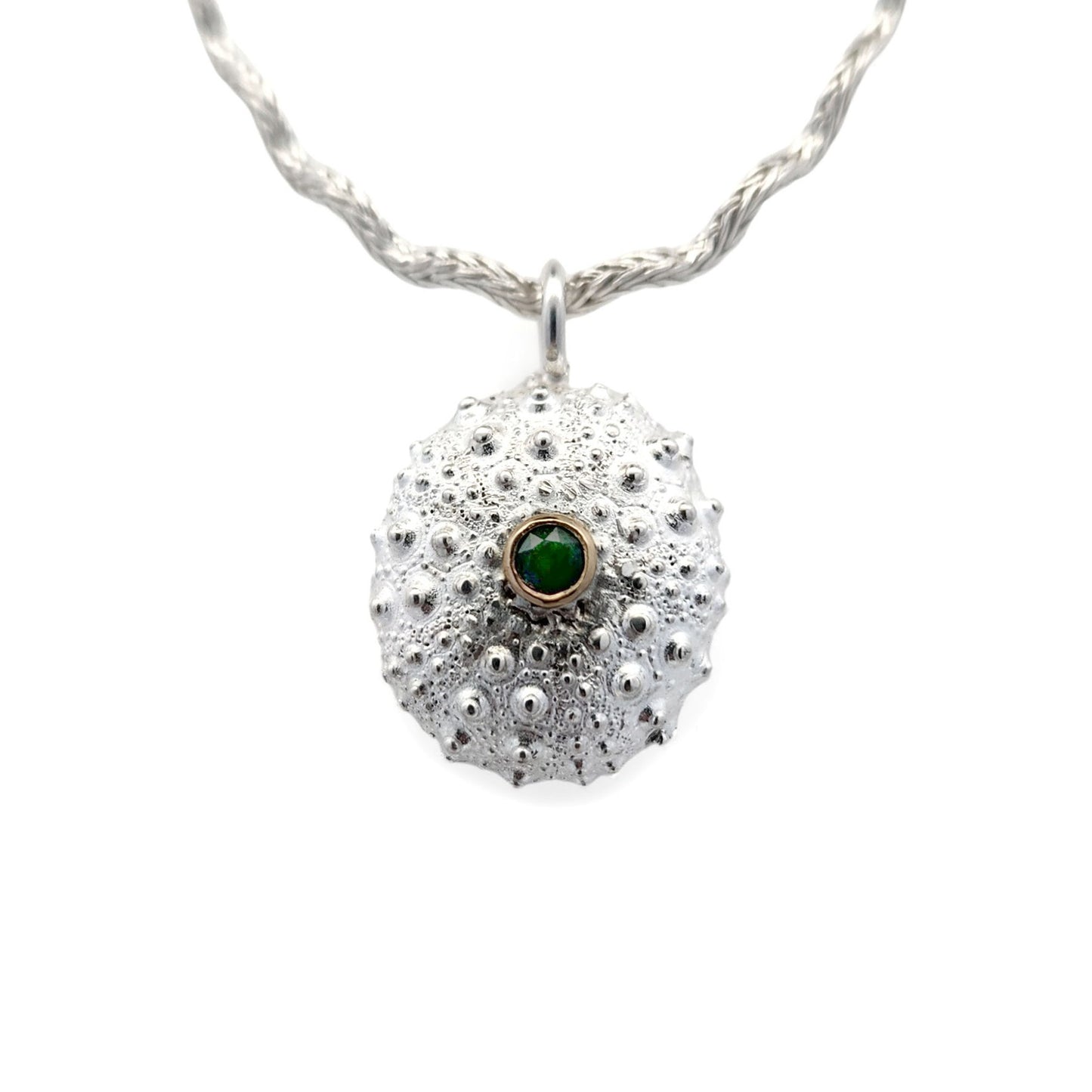 Sea Urchin Pendant with Emerald