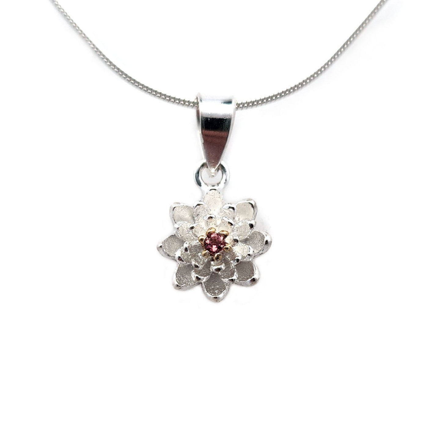 Pink Tourmaline Lily Necklace