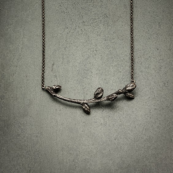 Silver Garry Oak Bar Necklace