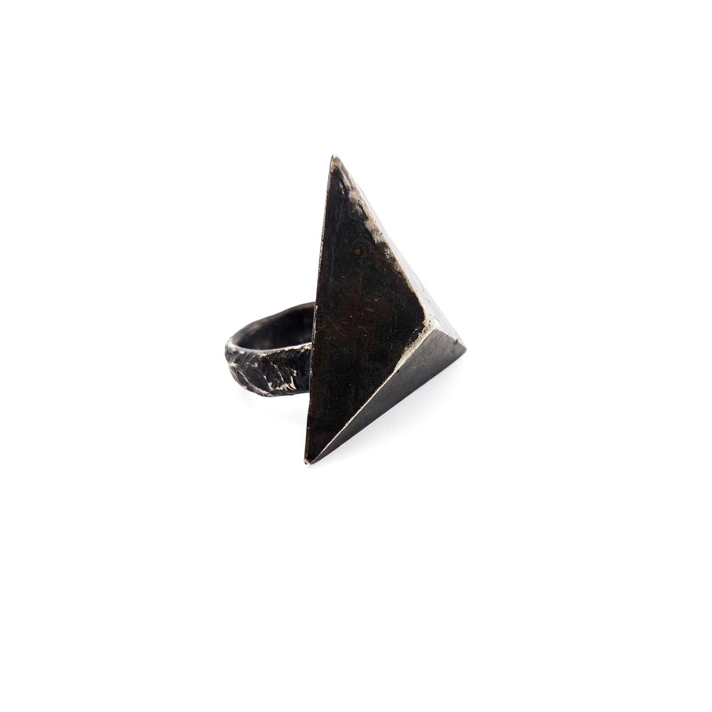 Oxidized Silver Large Pyramid Ring