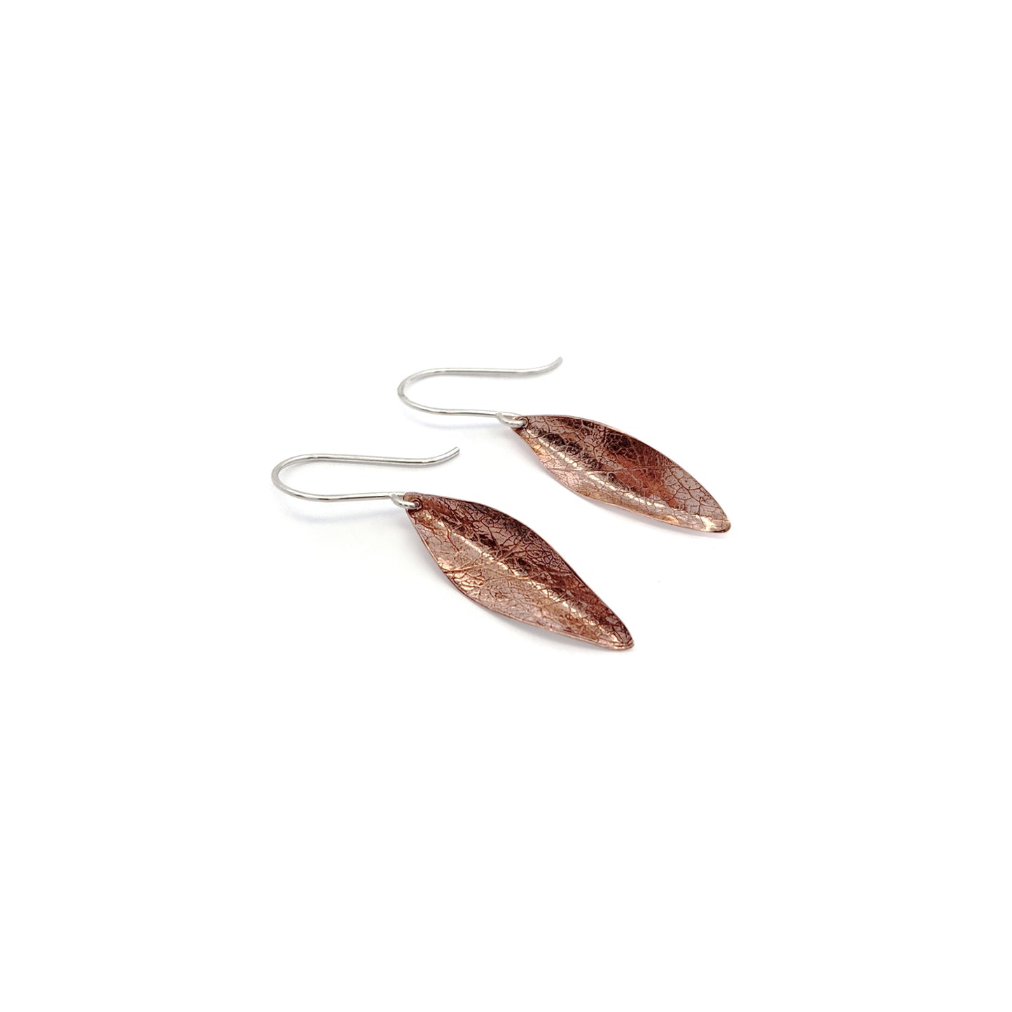 Medium Copper Leaf Earrings