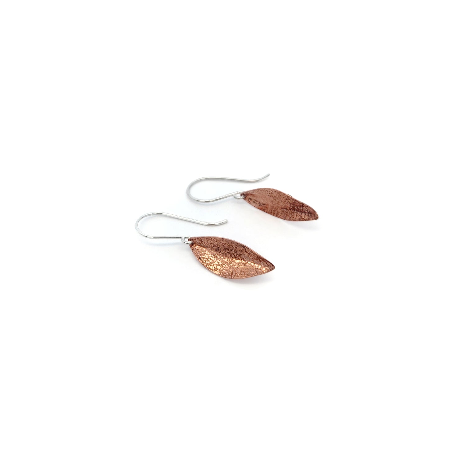 Small Copper Leaf Earrings