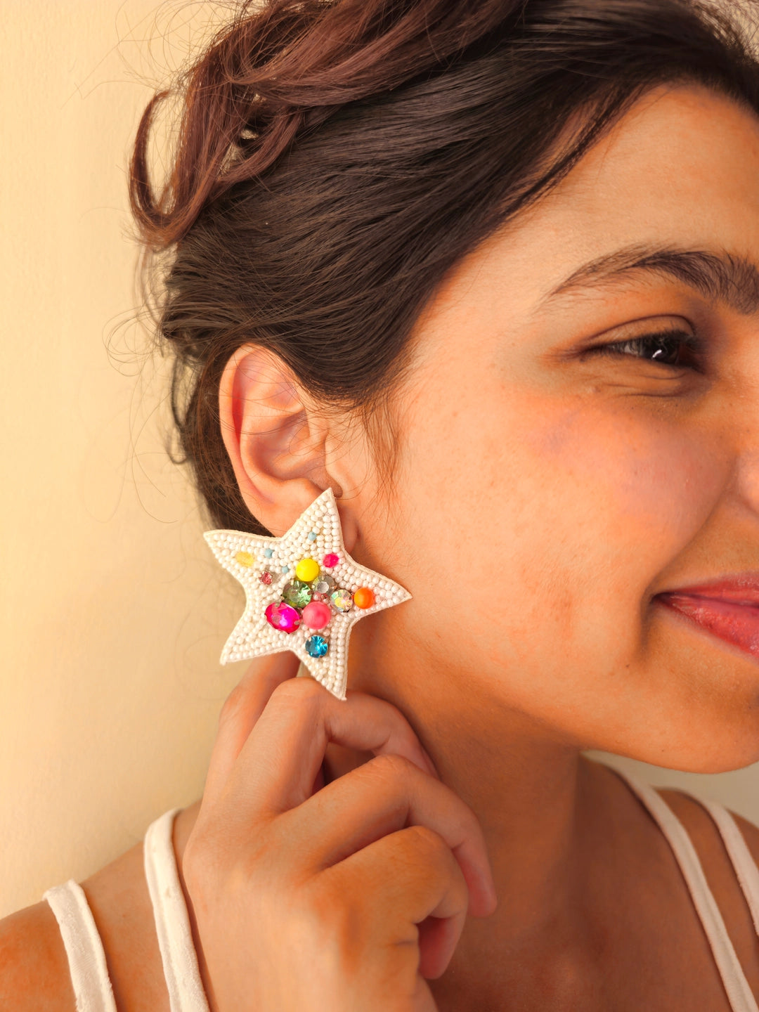 Twinkle Star Earrings - Hand Embroidered