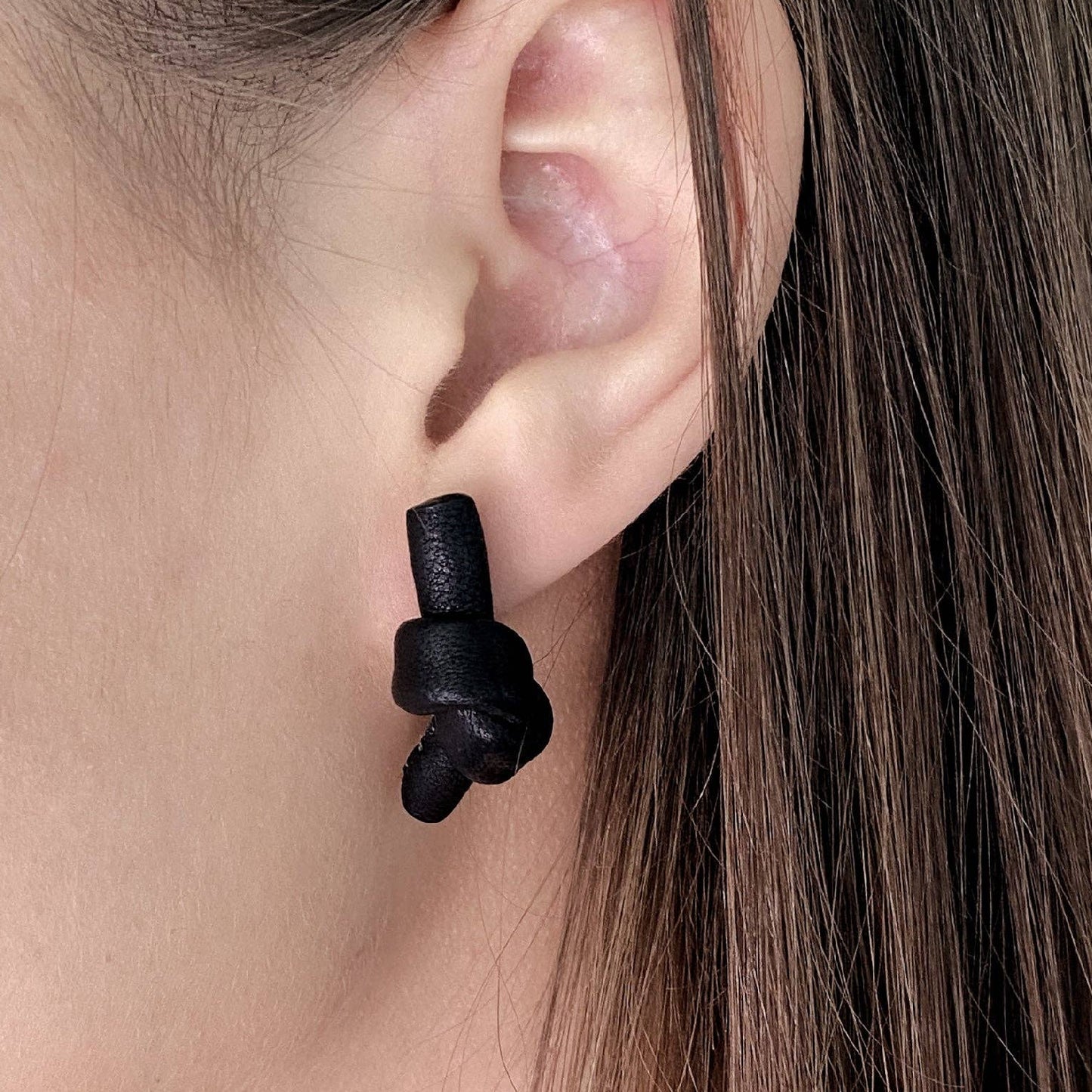 Black Knot Leather Earrings