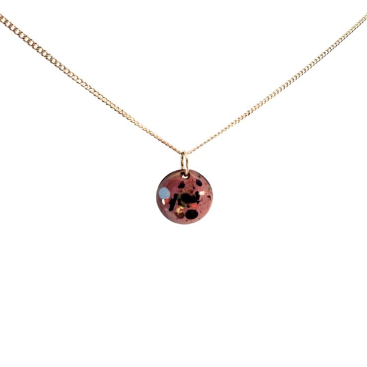 Pink Enamel Confetti Necklace
