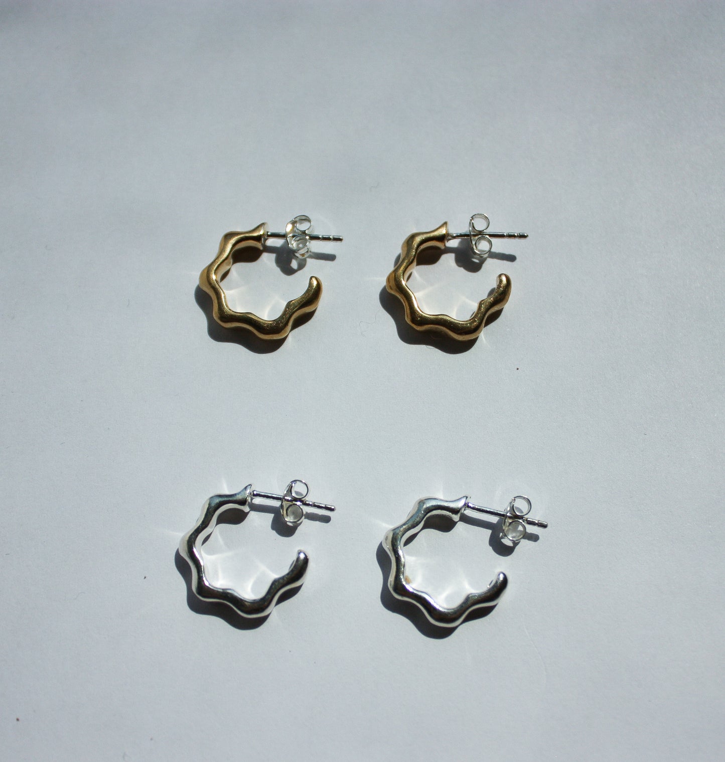 Silver Mini Wavy Hoops