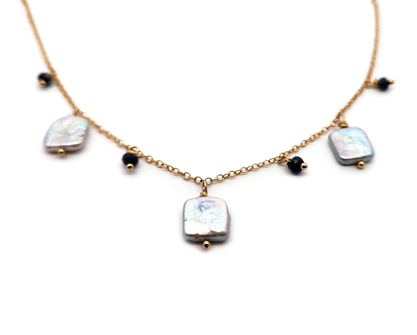 Pearl & Sapphire Dangle Necklace