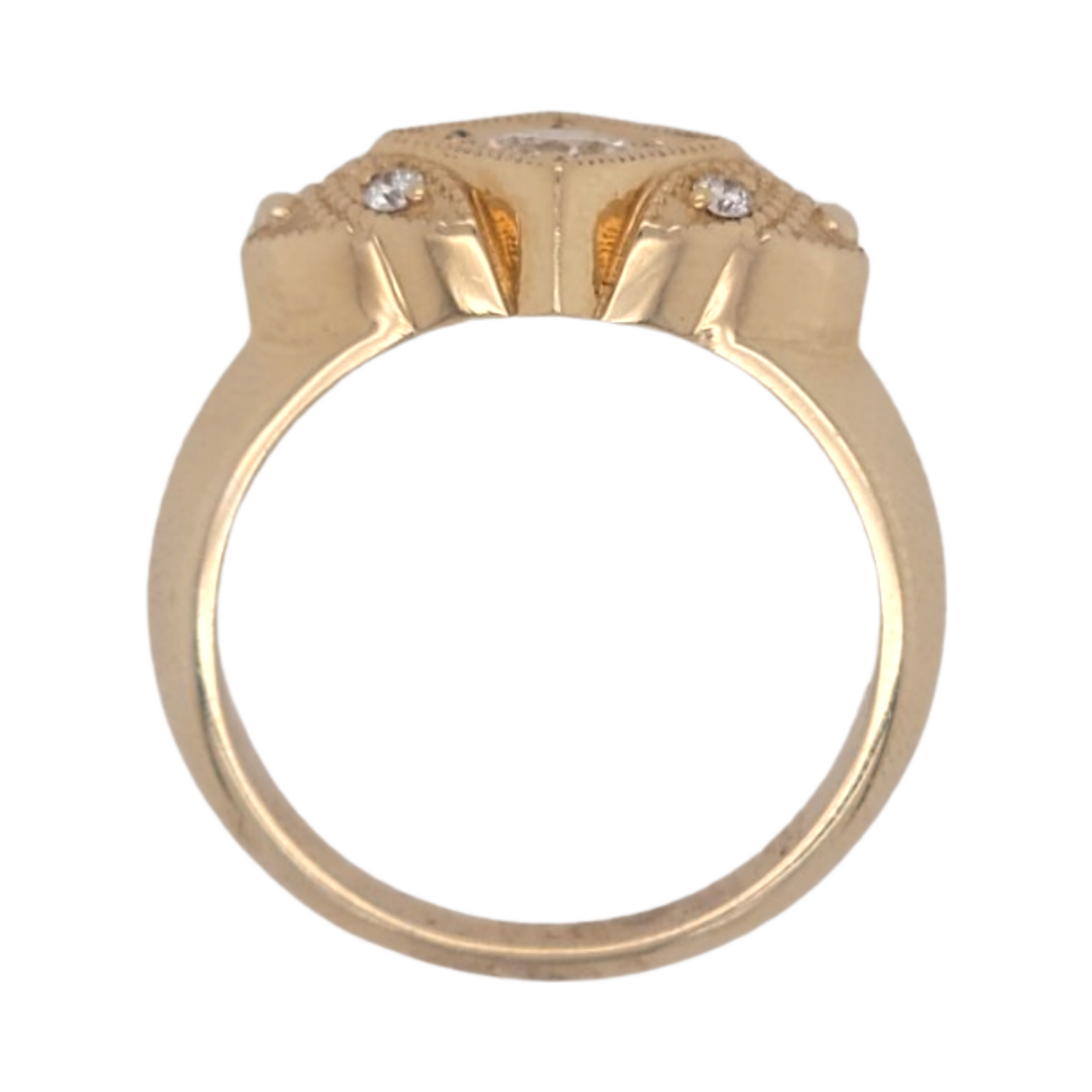 14k Yellow Art Deco Ring with 0.41ct Diamond and Accent Diamonds