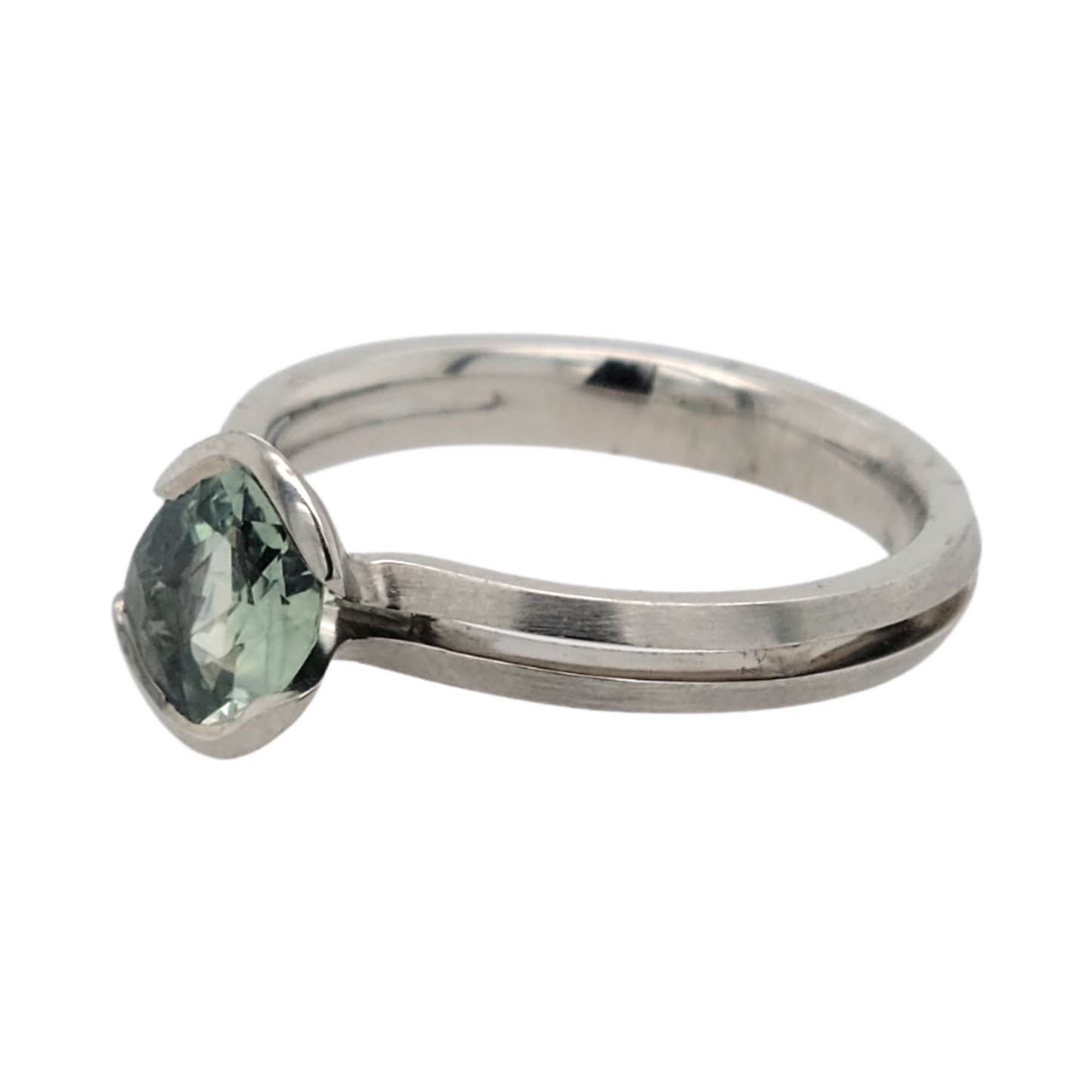 Green Dream Ring - 14k White Solitaire with 1.25ct Green Montana Sapphire