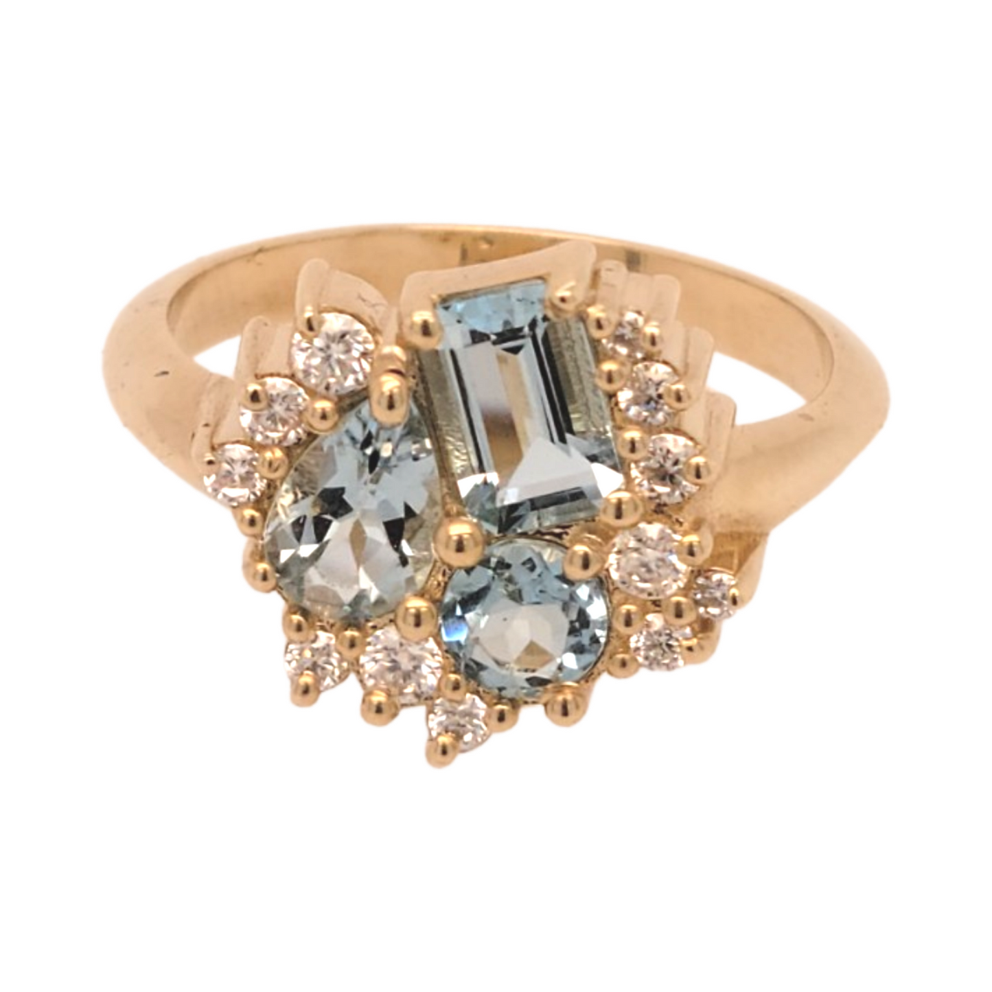Aquamarine Cluster Engagement Ring
