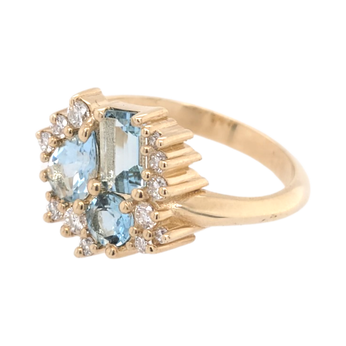 Aquamarine Cluster Engagement Ring
