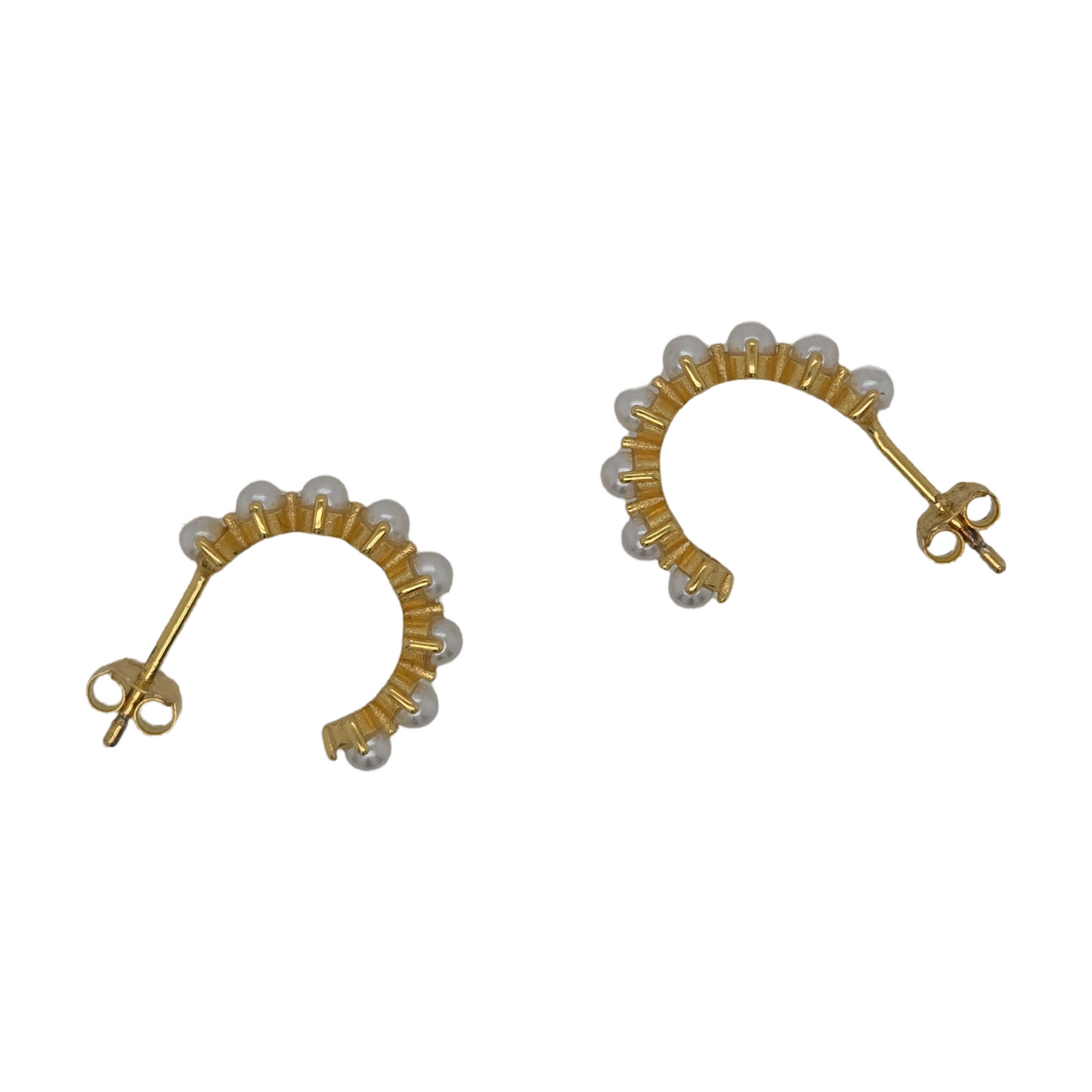 Gold Pearl Hoops