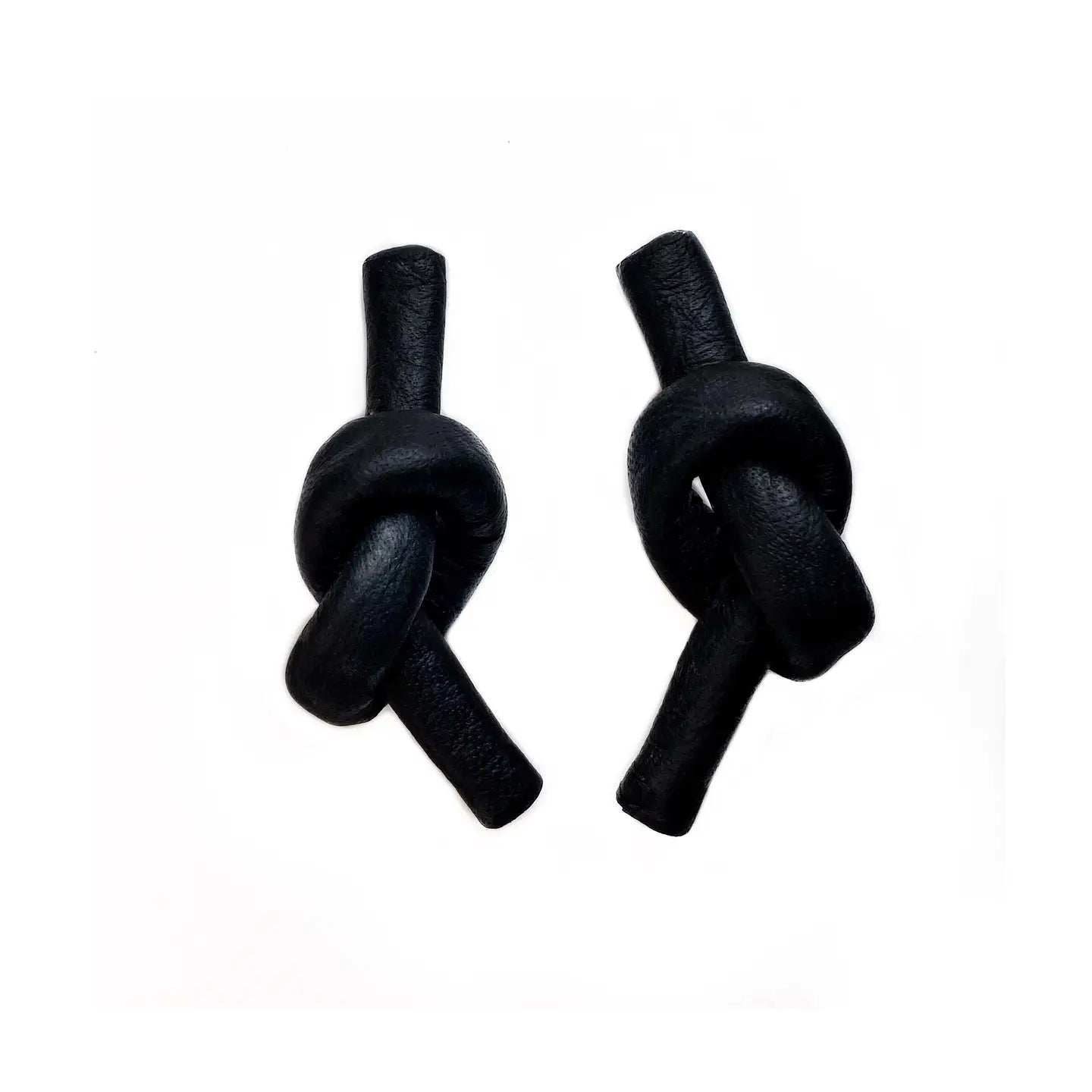 Black Leather Knot Earrings