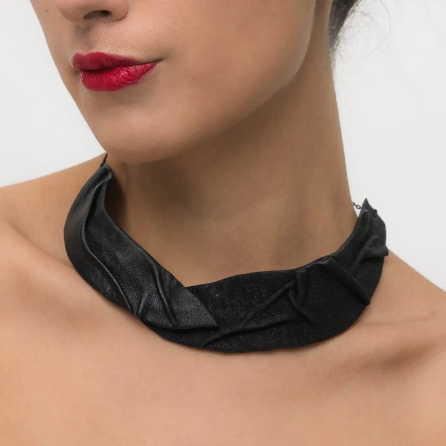 Sculptural Leather Necklace
