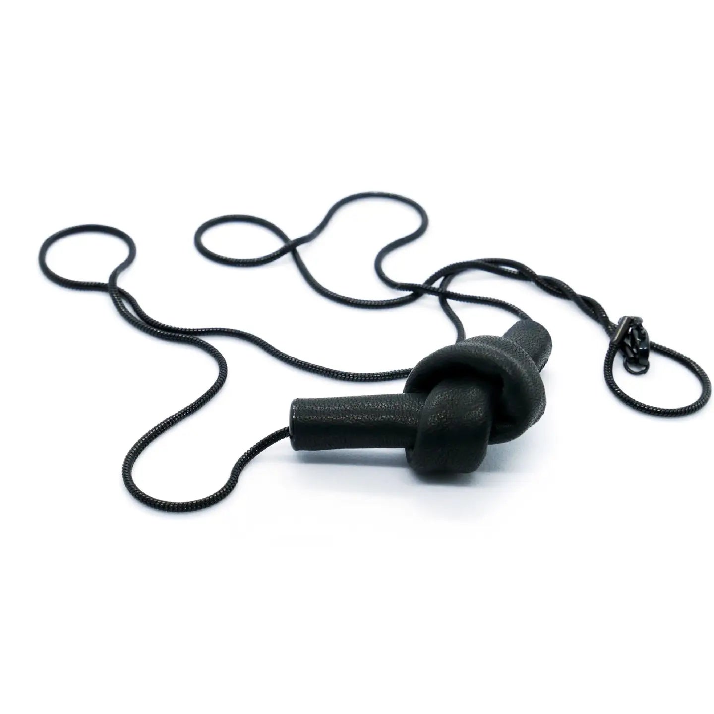 Black Leather Knot Necklace