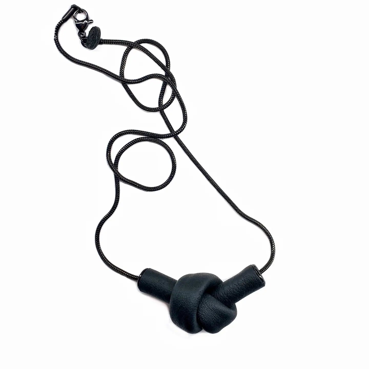 Black Leather Knot Necklace