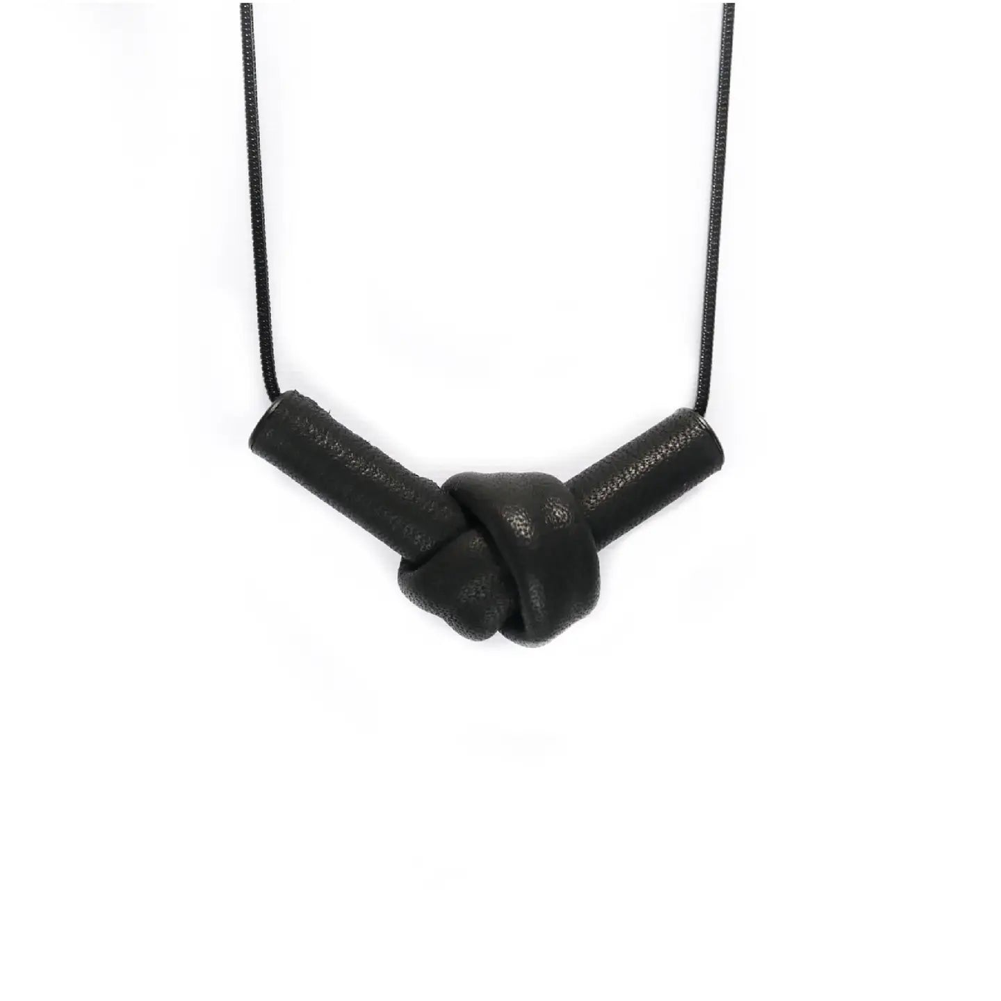 Black Leather Knot Necklace