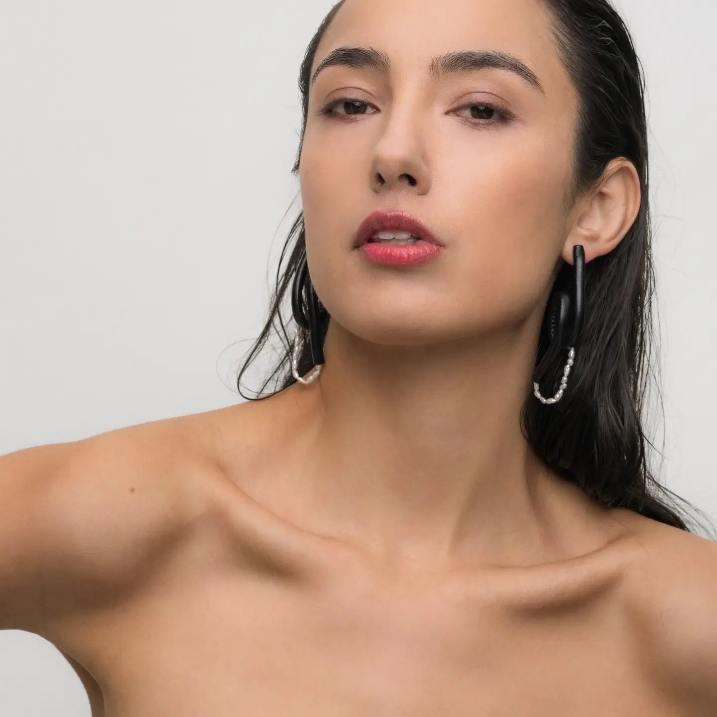 Leather & Pearl Twist Earrings