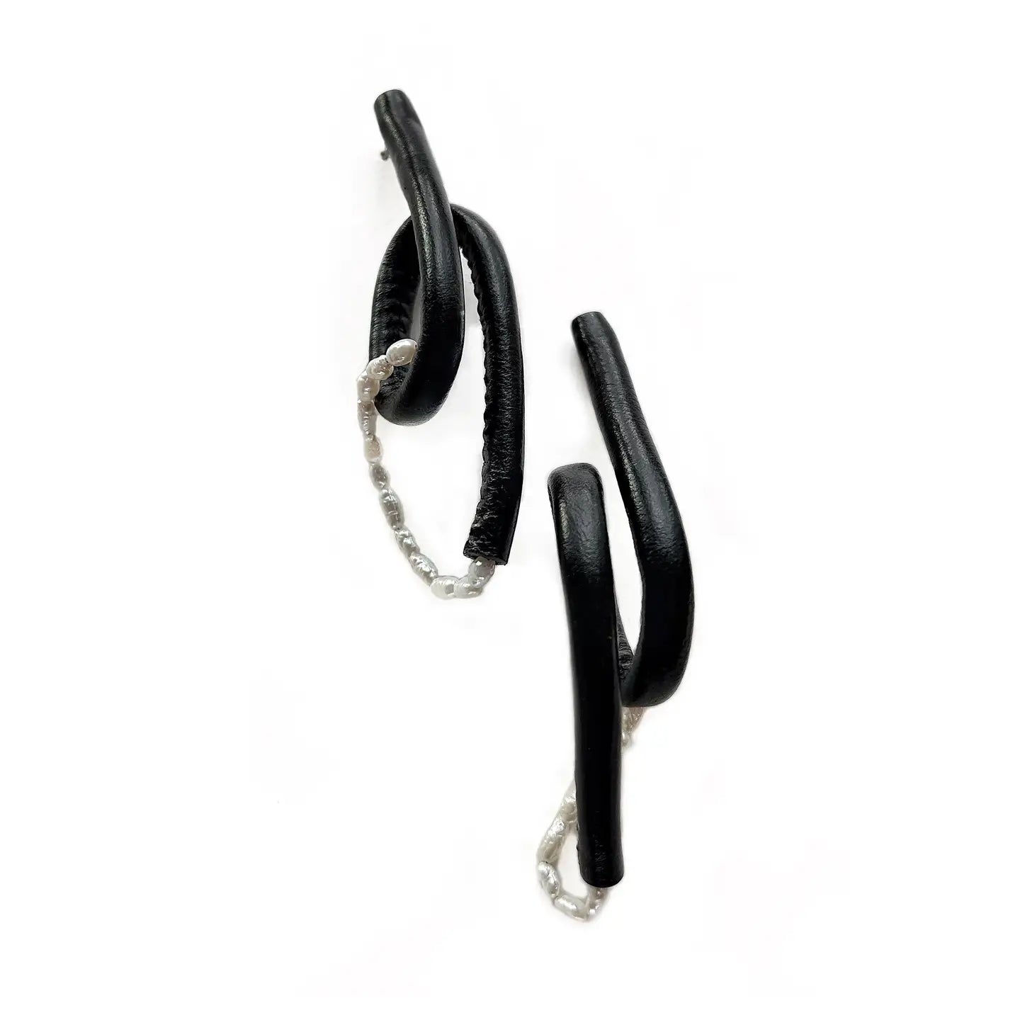 Leather & Pearl Twist Earrings