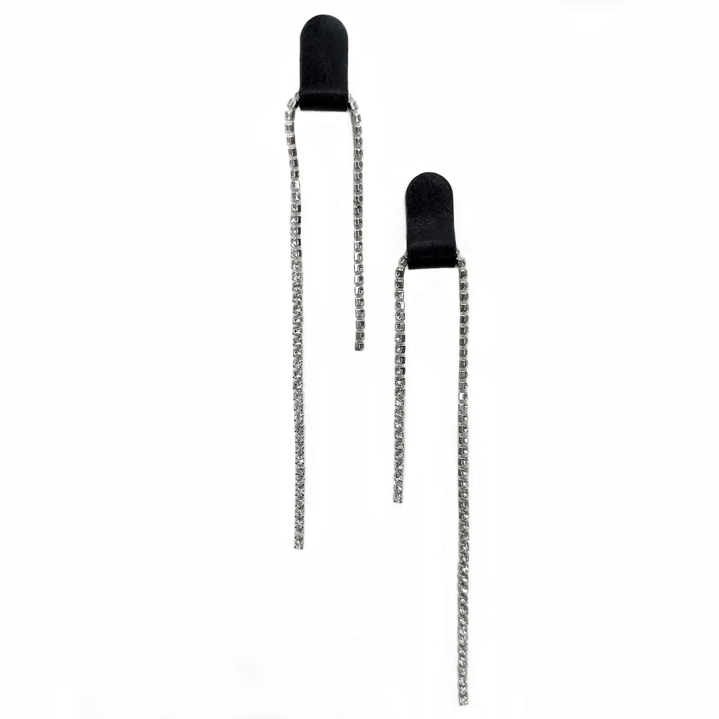 Leather & Rhinestone Dangle Earrings
