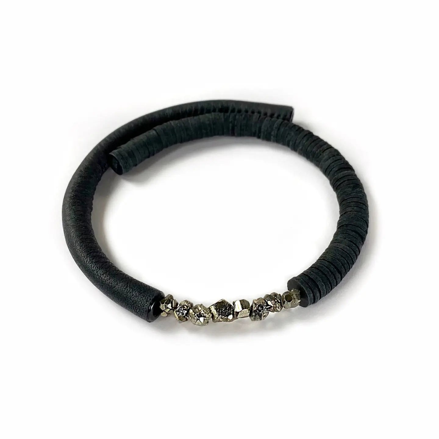 Leather Choker with Pyrite Necklace