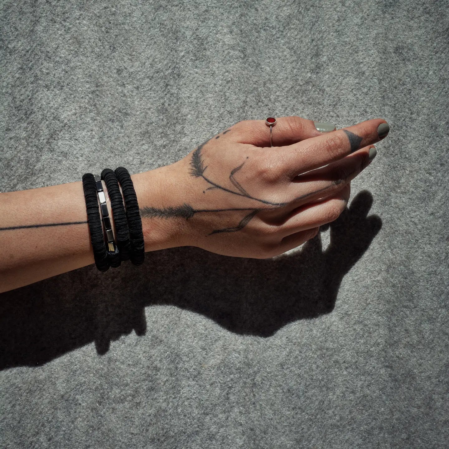 Leather & Hematite Coil Bracelet