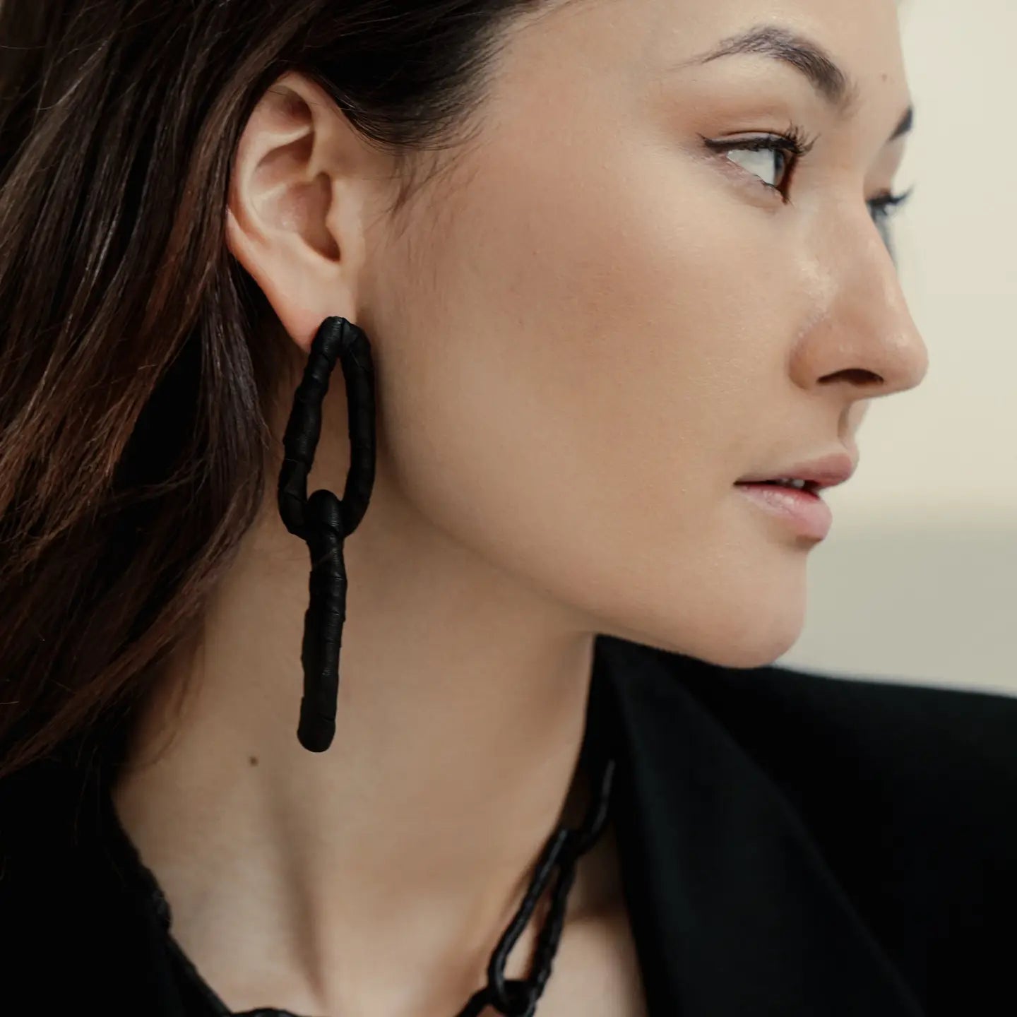 Double Link Leather Earrings