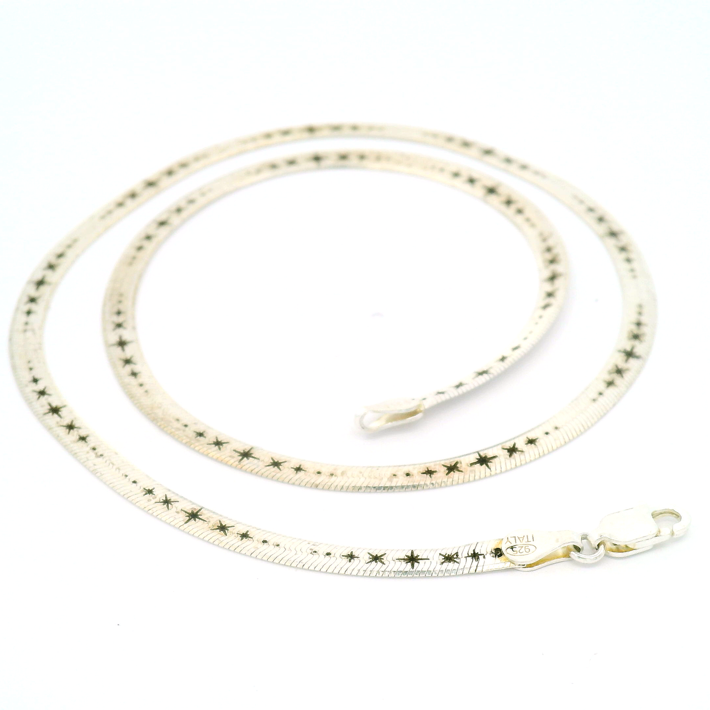 Celestial Stars Engraved Herringbone Necklace