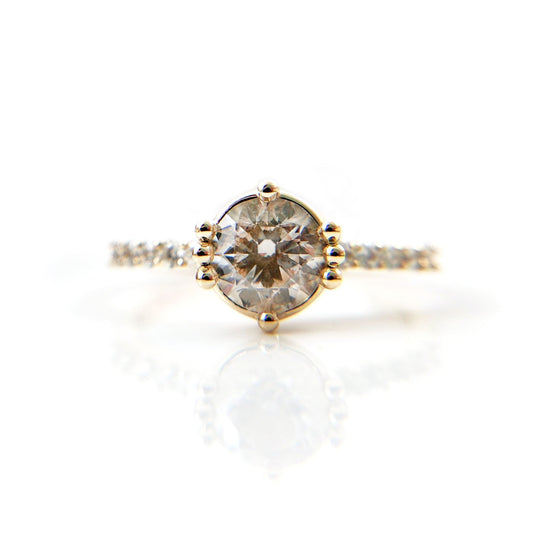 10k Yellow Engagement Ring with 1.2ct Lab-Grown White Sapphire and Accent Lab Diamonds