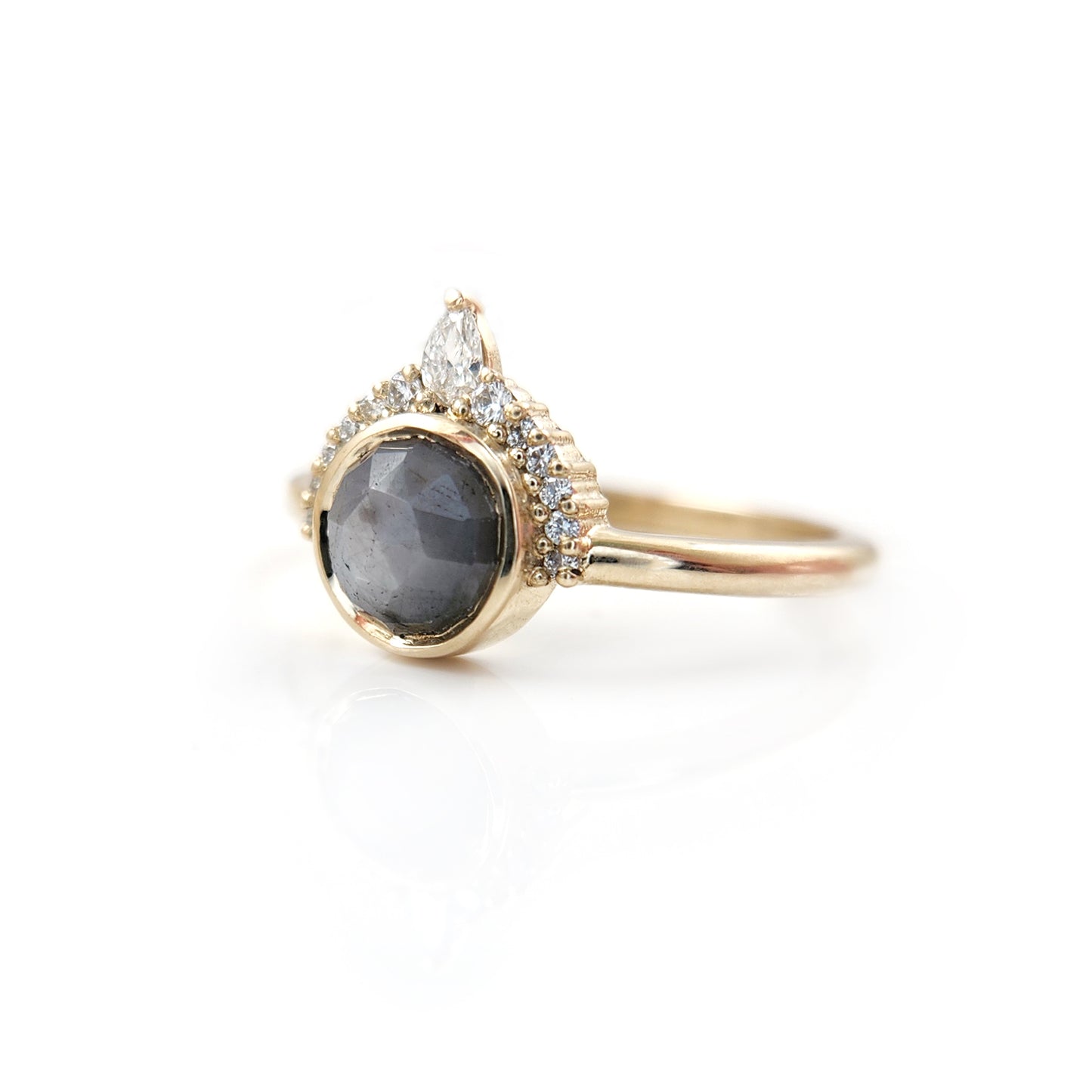 Grey Rose-Cut Sapphire with Lab Accents